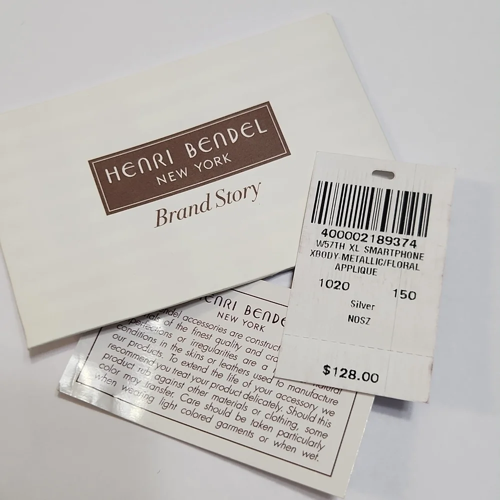 Henri Bendel XL Smartphone‎ Xbody Metallic Floral Applique